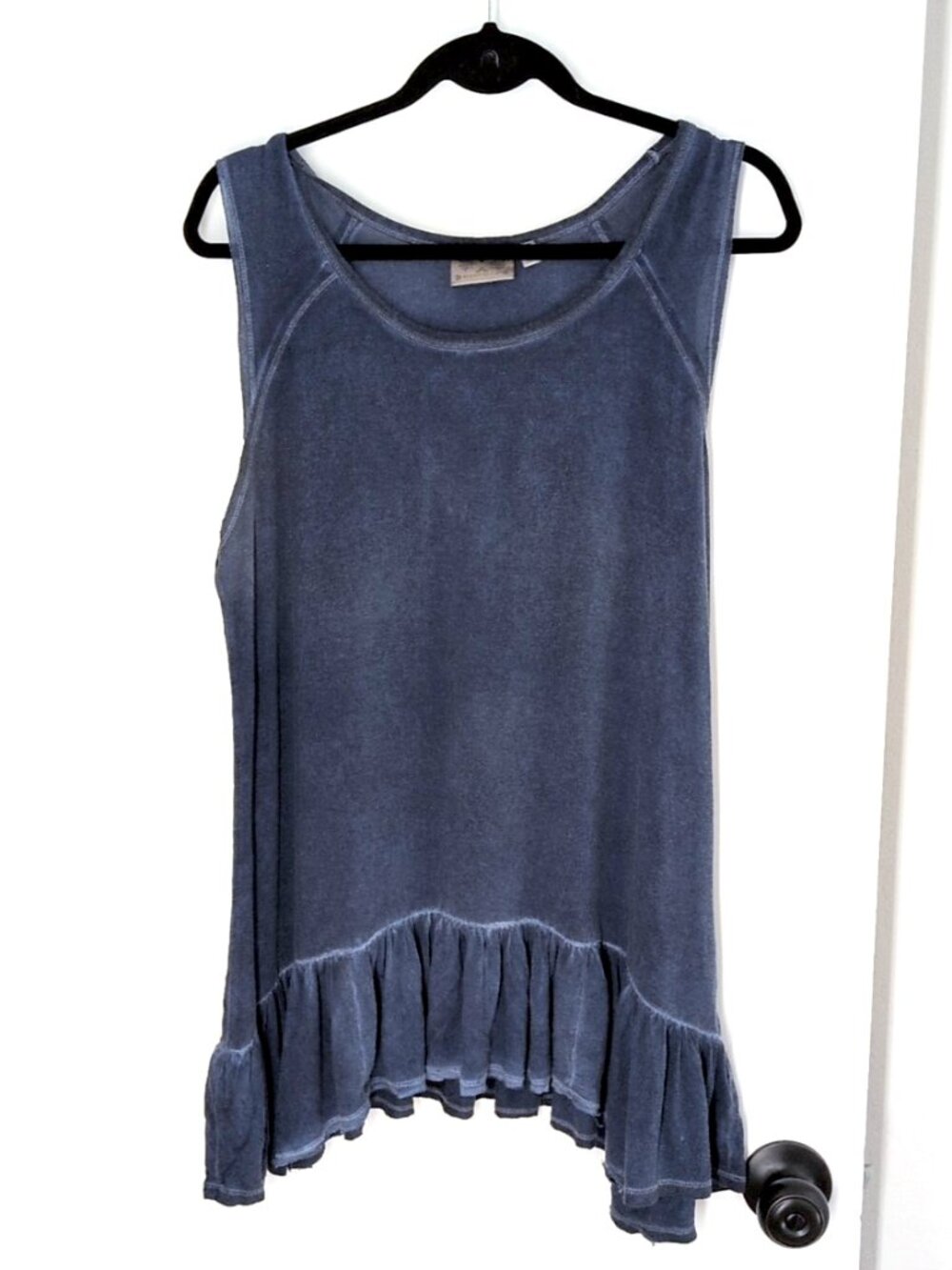 Dantelle blue oil dye ruffle tunic tank L